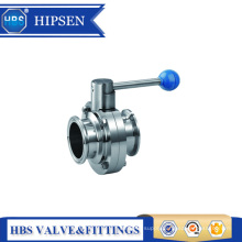 Food grade stainless steel clamp sanitary butterfly valve